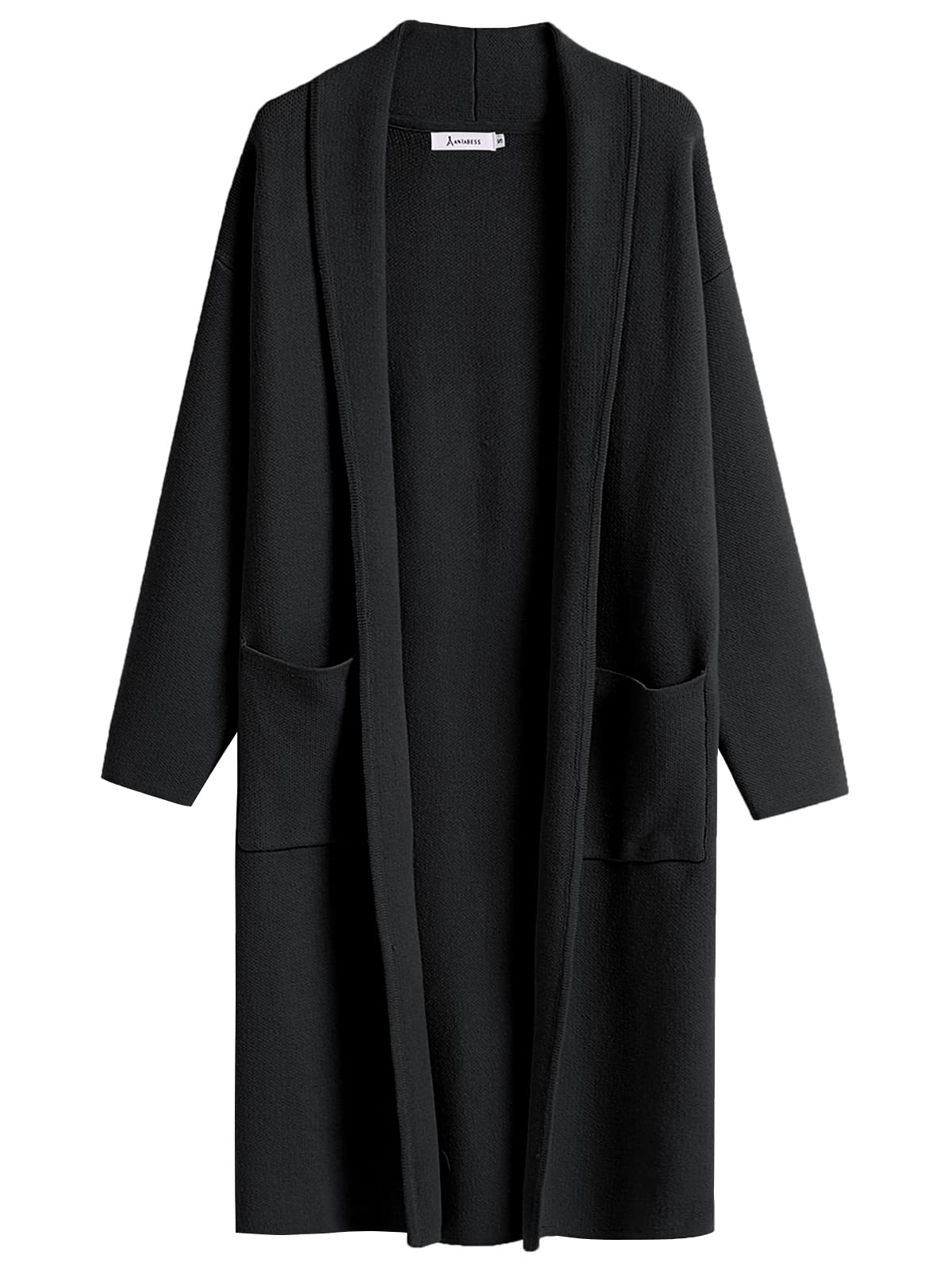 ANRABESS Women's 2023 Fall Cardigan Sweater Long Sleeve Open Front Lapel Coat Casual Knit Coatigan Jacket with Pockets