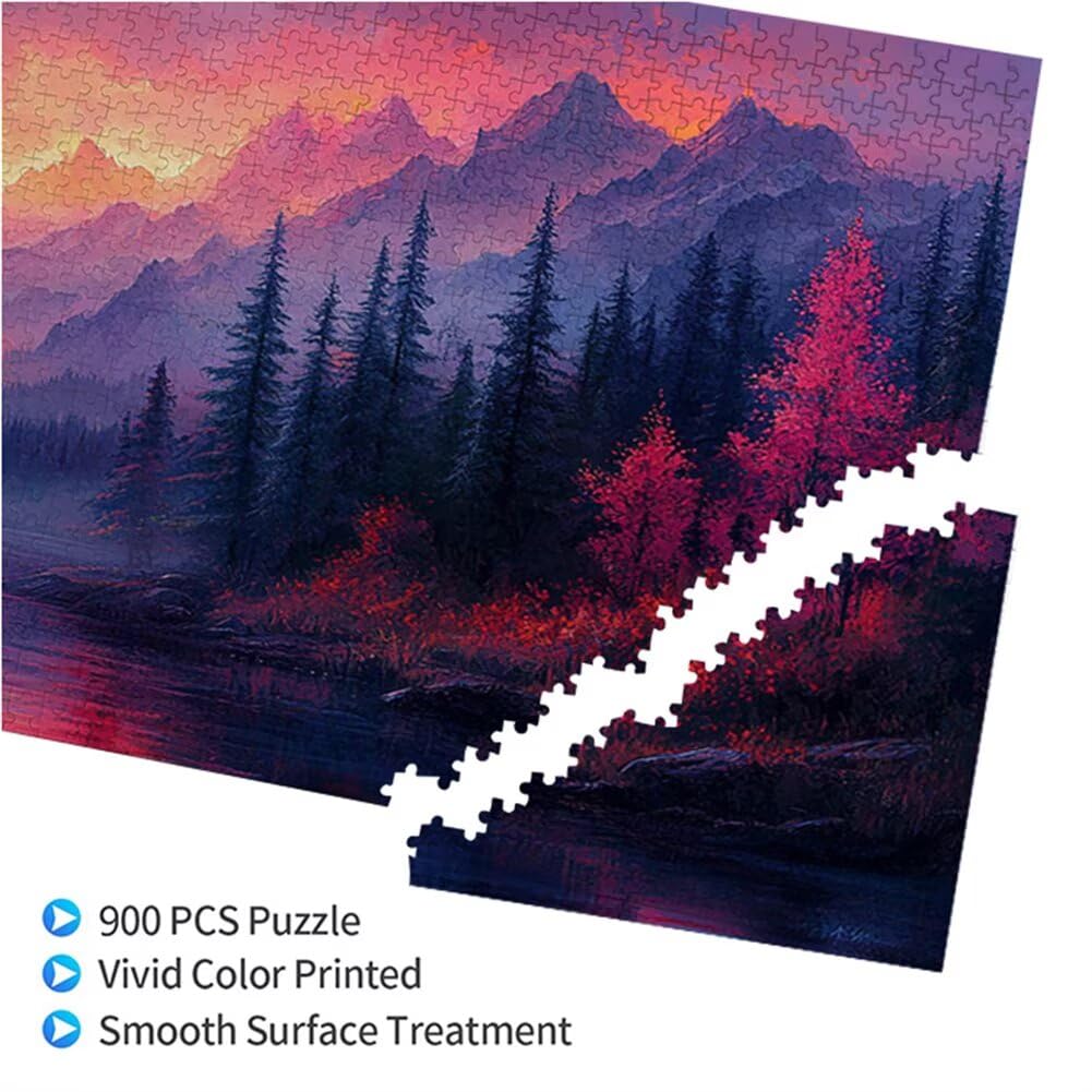 Puzzle Paysage 900 Pieces Montagnes Puzzle Adultes 87 x 34 cm DIY Difficile Classiques Jigsaw Panoramique, Adulte Jeu éducatif, 2025 Bois Jigsaw Art Impossible Famille Challenge, Femme Cadeau R-7