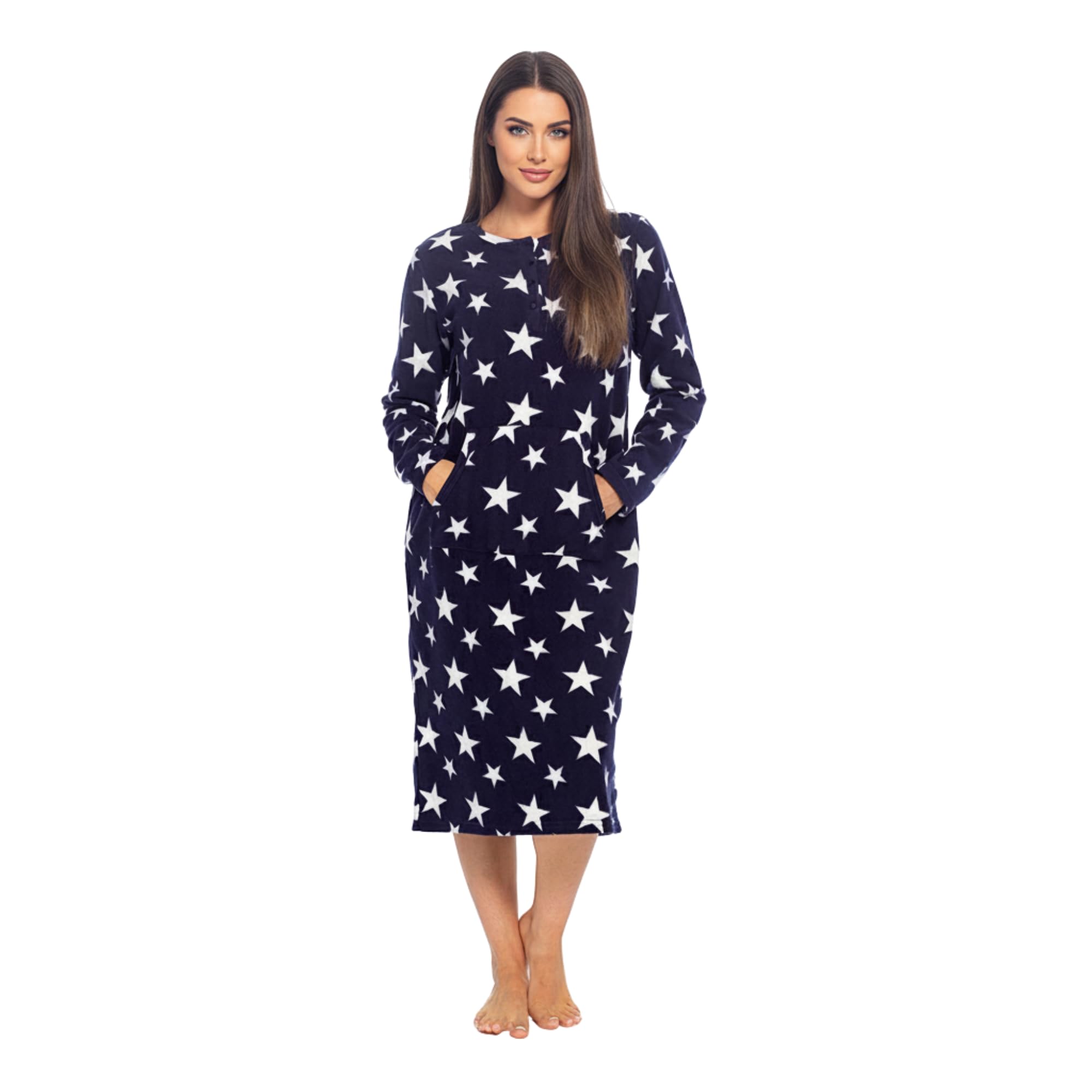 Insignia Women's Navy Long Sleeve Winter Nighties Nightdress Cosy Fleece (, 10-12)