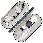 MoKo Double Eyeglass Case, Contact Lens Case with Mirror Tweezers Remover, 2 in 1 Double Sided Portable Contact Lens Box Holder Container Soak Storage Kit Sunglasses Pouch for Men & Women, Blue