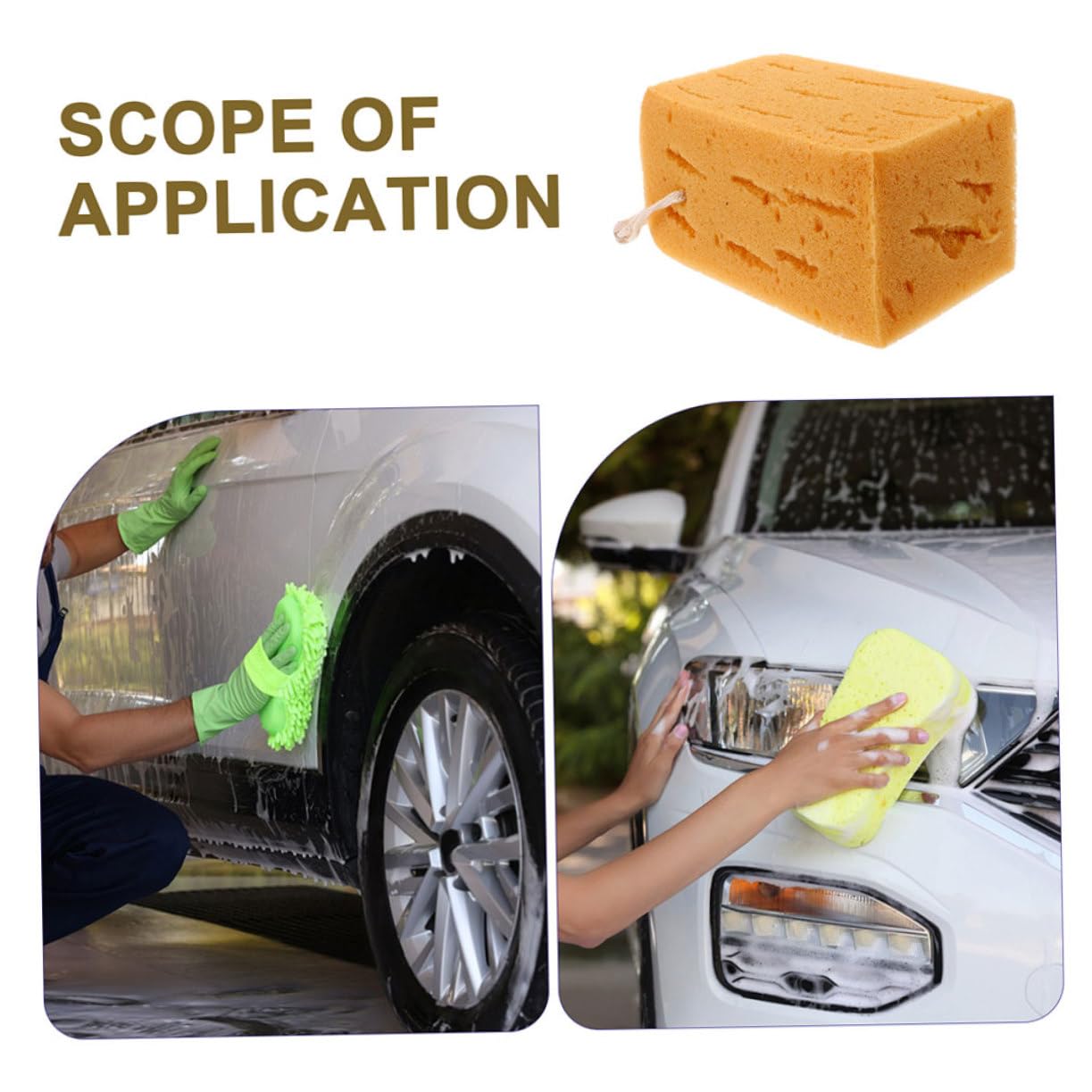 Gatuida Éponge Lavable pour Voiture Grande Éponge Absorbante de Nettoyage Auto Outil de Lavage avec Cordelette de Suspension