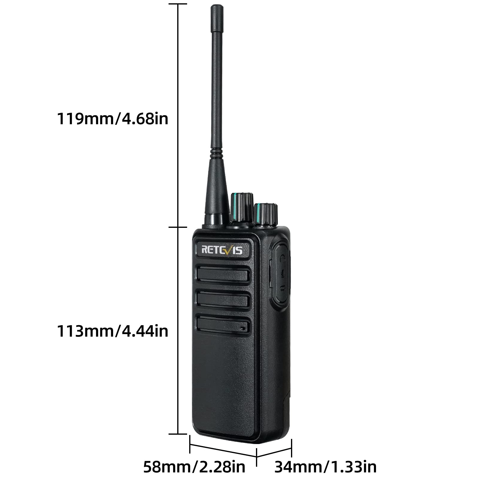 Retevis RB629 Walkie Talkie, PMR446 Walkie Talkie Portátil con Función de Clonación Inalámbrica, VOX, Alarma de Emergencia, Walkie Talkies Largo Alcance con Micrófono para Obras (4 Piezas, Negro)
