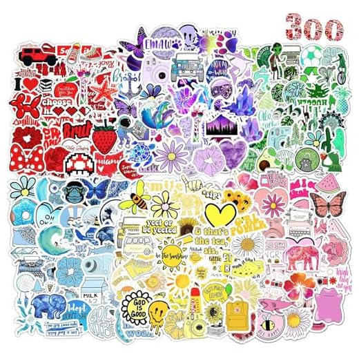 Aufkleber 300 Stück Aesthetic Sticker Set Hochauflösende VSCO Cute Graffiti Wasserfeste Vinyl Decals für Handy Laptop Trinkflasche Kühlschränke Tassen MacBook IPad Koffer Skateboard Bücher und mehr