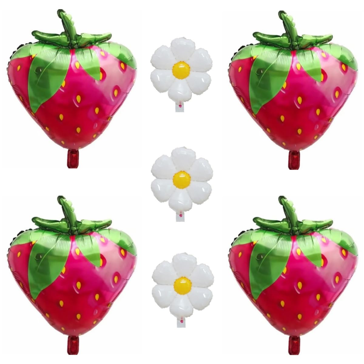 4pcs Strawberry Balloon Foil Balloon 3 pcs Daisy Balloon For Birthday party Anniversary Strawberry Theme Party Farm Party Decoration