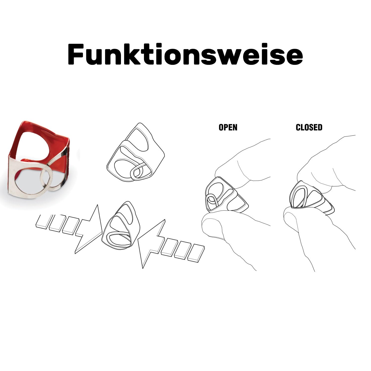 PinchClip Beckenklammer Schnellverschluss Beckenmutter 3er Set Rot mit keepdrum Dämpfer Pads