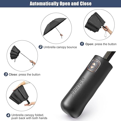 Miniatura 4 de G4Free Paraguas de golf compacto grande de 465462 pulgadas, resistente al viento, 10 varillas, paraguas de viaje inversa para lluvia, doble dosel,