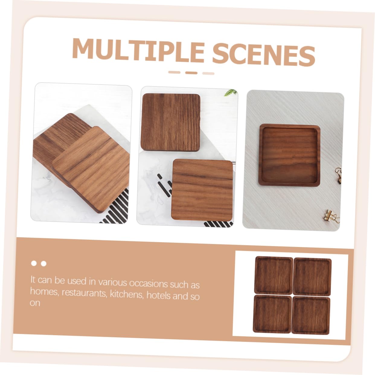 Gatuida 4 Posavasos de Madera Sintética Protectores y Multifuncionales Resistentes al Calor para Tazas y Bebidas Ideales para Restaurantes y Navidad