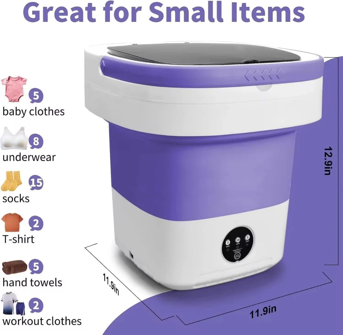 Portable Washing Machine 16L - Foldable Mini Washer & Spin Dryer for Underwear, Baby Clothes, Apartments, Dorms, RV, Travel - Compact Countertop