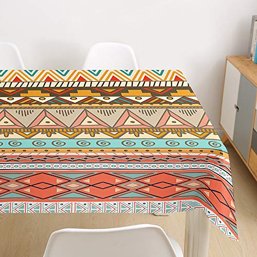 Morbuy Bohême Nappe Rectangulaire Anti Tache Nappe de Table Imperméable Lavable et Facile d'entretien pour Ménage Table Basse Jardin Extérieure Picnic (Kaki Corail,140x240cm) Cover
