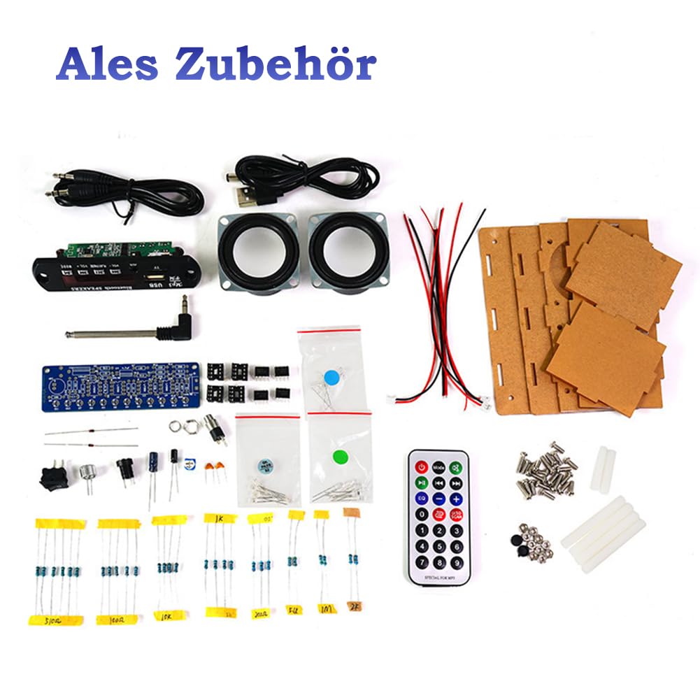 Juego de construcción de soldadura electrónica, juego de altavoces Bluetooth con radio FM y grabación de voz, reproductor de música con mando a distancia y luz LED para aprender a soldar, kit de