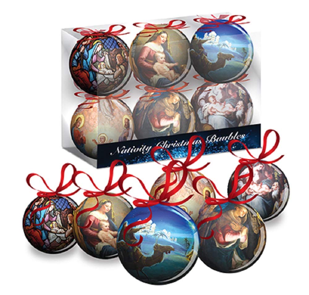 The Healing Corner Multicolor Christmas Tree Baubles 6 Pk Traditional Nativity Scenes Xmas Decoration Holy Family 6 Nativity Scenes Special Xmas Gift Christmas Ornament