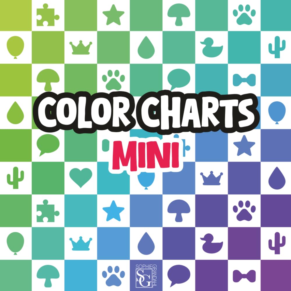 Color Charts Mini: Cute Swatch Book for Markers, Colored Pencils, Gel Pens & More | 48 Swatches per Page (2,304 Color Palettes) | 12 Printed Black ... with Page Numbers & Table of Contents