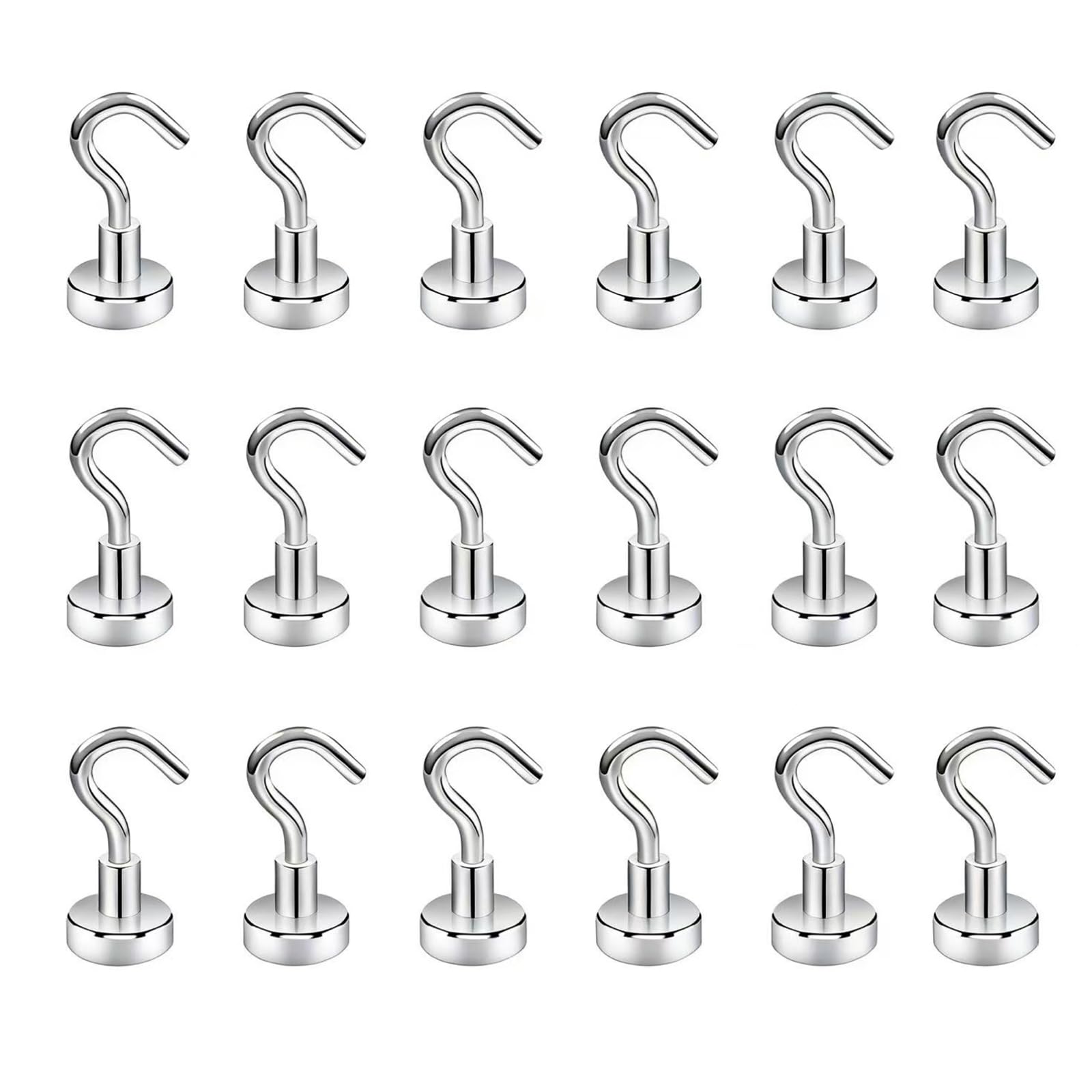 18 Pezzi Ganci Magnetici Extra Forti Neodimio Calamita con Gancio Potente Piccole non c'è bisogno di Fare Buchi Magneti Frigotelaioin Ferro Soffitto Cucina Pesante Magnet 16mm
