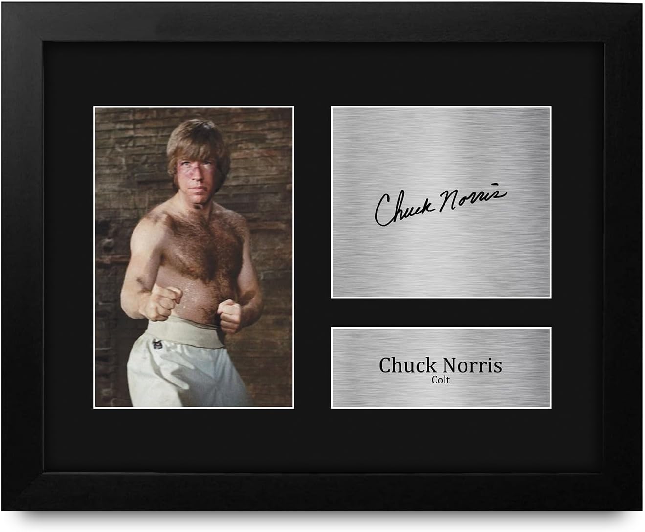 HWC Trading Chuck Norris Way of the Dragon Colt Framed Gifts Printed Signed Autograph Picture for Movie Memorabilia Fans - US Letter Size