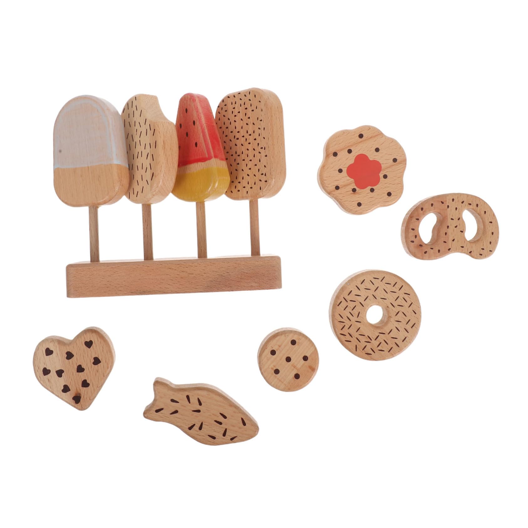 BESPORTBLE Giocattolo in Legno per Gelato e Ciambelle per Ragazzo Ragazza Cibo Finto per Cucina di Ragazzo Ragazza Accessori da Cucina per Giochi di Ruolo Decorazioni per Feste e Festival