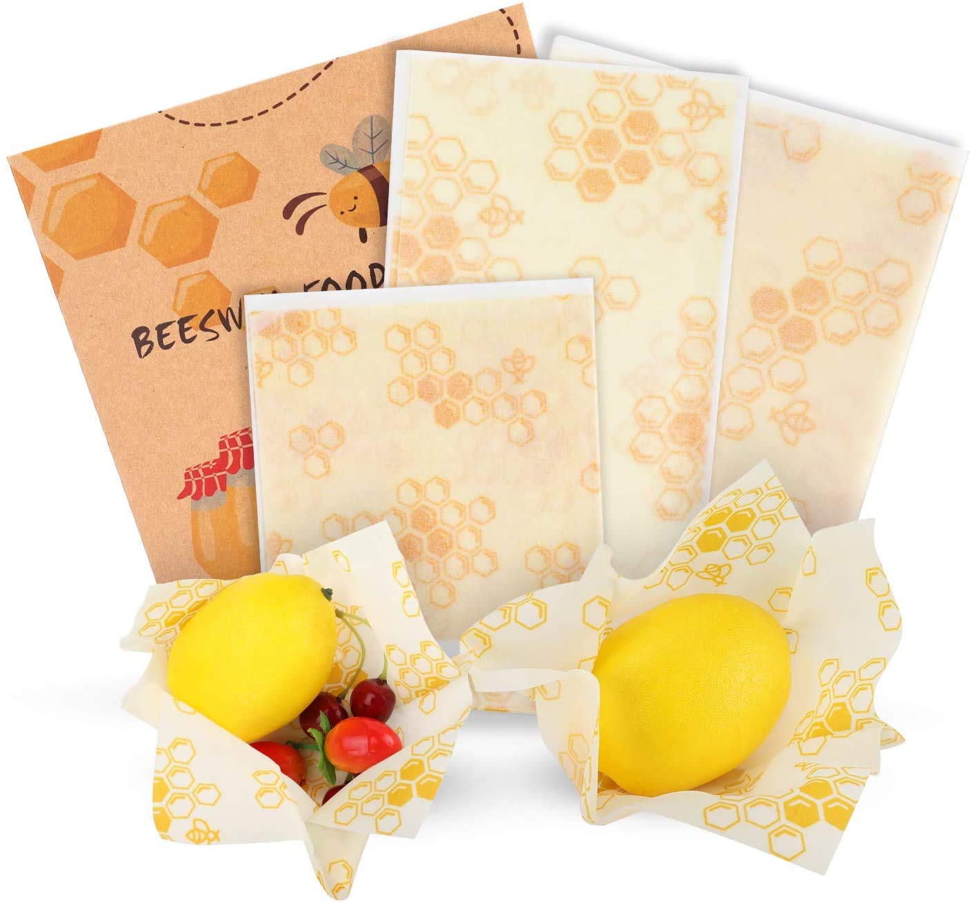AYF Bee wax Food Wrap, 3 Pack Reusable Bee wax Wraps - Eco Friendly, Sustainable, Zero Waste, Alternative to Plastic Wrap for Food Storage