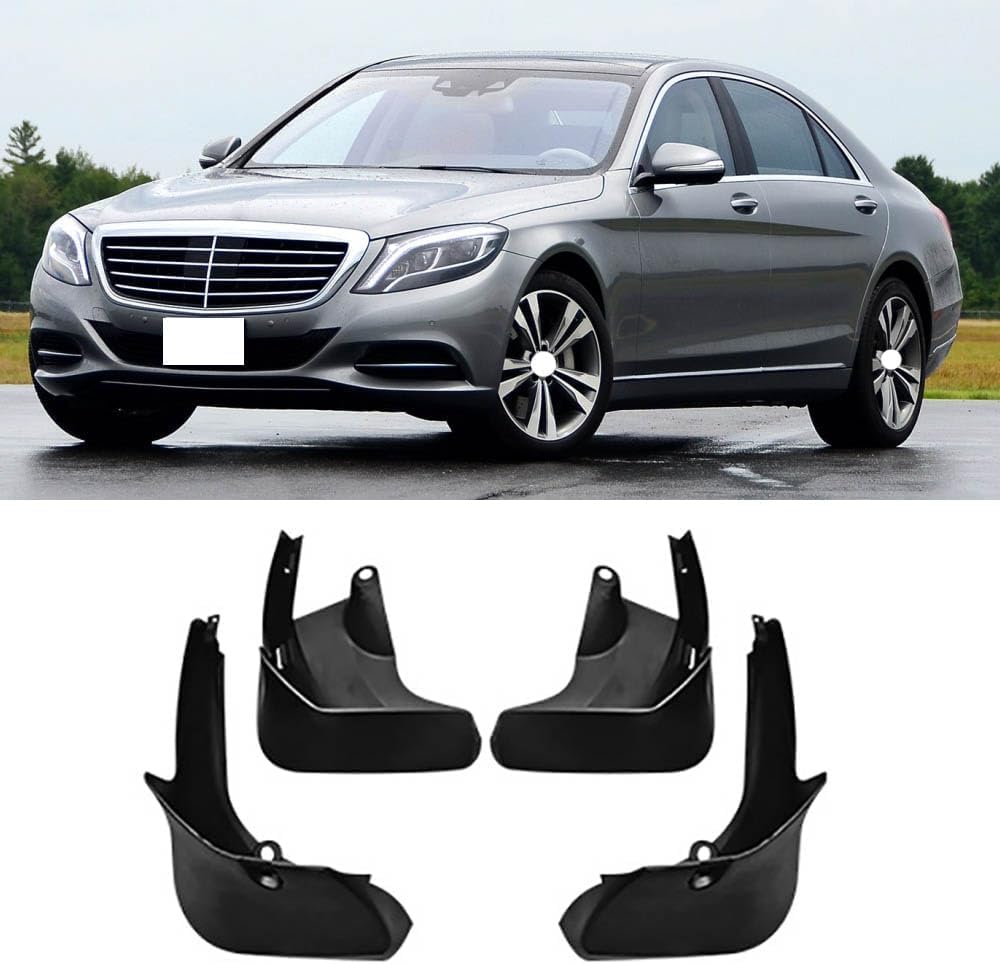 RESKIU 4PCS Mud Flaps for Benz S-Klasse W222 Limousine 2014 2015 2016 2017-2020, Splashproof No Drill Easy Install Front Rear Wheel Protection Fender Mudflaps All-Weather Splash Guards