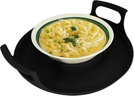 Handy Gourmet Microwave Cool Caddy w/Handles - Carrying Tray for Bowls, Plates - Black