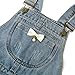 KIDSCOOL SPACE Girls Ripped Denim Overalls,Pearl Decor Distressed Pockets Jean Dungarees,Blue,13-14 Years