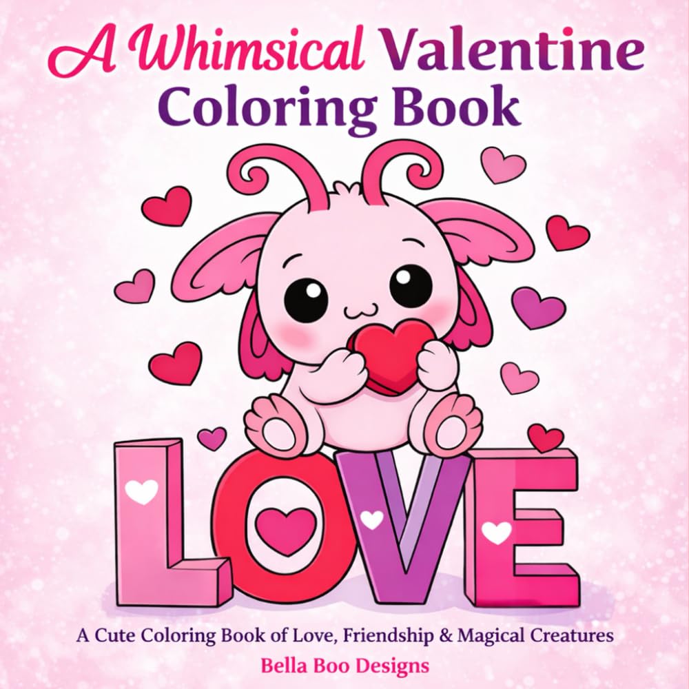Whimsical Valentines Coloring Book: A Cute Coloring Book of Love, Friendship, and Magical Creatures