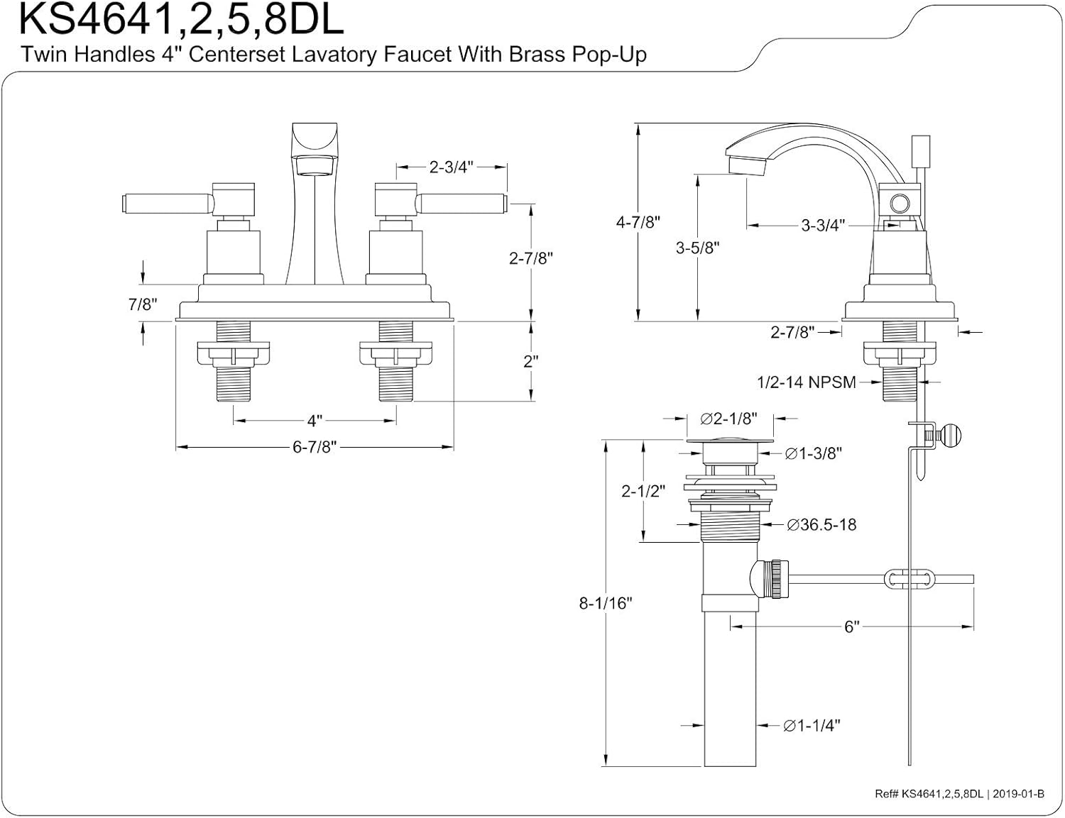 Limited Stock Kingston Brass KS4645DL Concord 4-Inch Centerset Lavatory Faucet with Concord Lever Handle, Oil Rubbed Bronze