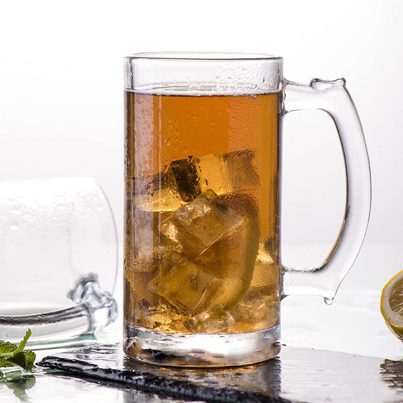 Heavy Beer Mugs Set, 16oz Glass Mugs With Handle, Beer Glasses For Freezer, 500ml Beer Drinking Glasses, Traditional Stein For Bar, Alcohol, Beverages,Coffee, Teas, Set of 4 - Image 5