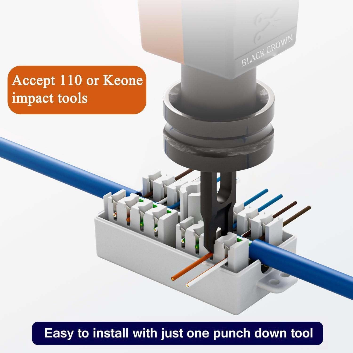 BLACK CROWN 110 Impact Punch Down Tool with 110 Blade, Professional Ethernet Network Cable Termination Tool for Cat8 Cat7 Cat6A Cat6 Cat5e Keystone Jacks and Patch Panels (Orange) 1