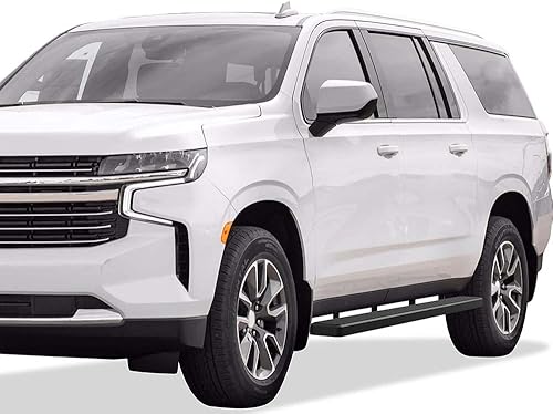 Miniatura 2 de APS - Estribos de 5 pulgadas en negro mate compatibles con Chevy Suburban 2021-2026 de acero inoxidable (escalones laterales - barras laterales)