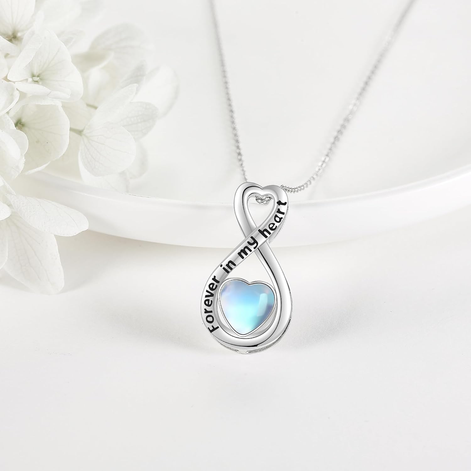Heart/Cross/Infinity Moonstone Urn Necklace for ashes for Women Sterling Silver Dainty Cremation Jewelry Trendy Ashes Keepsake Memorial Gift for Mother/Grandma/Sister/Husband