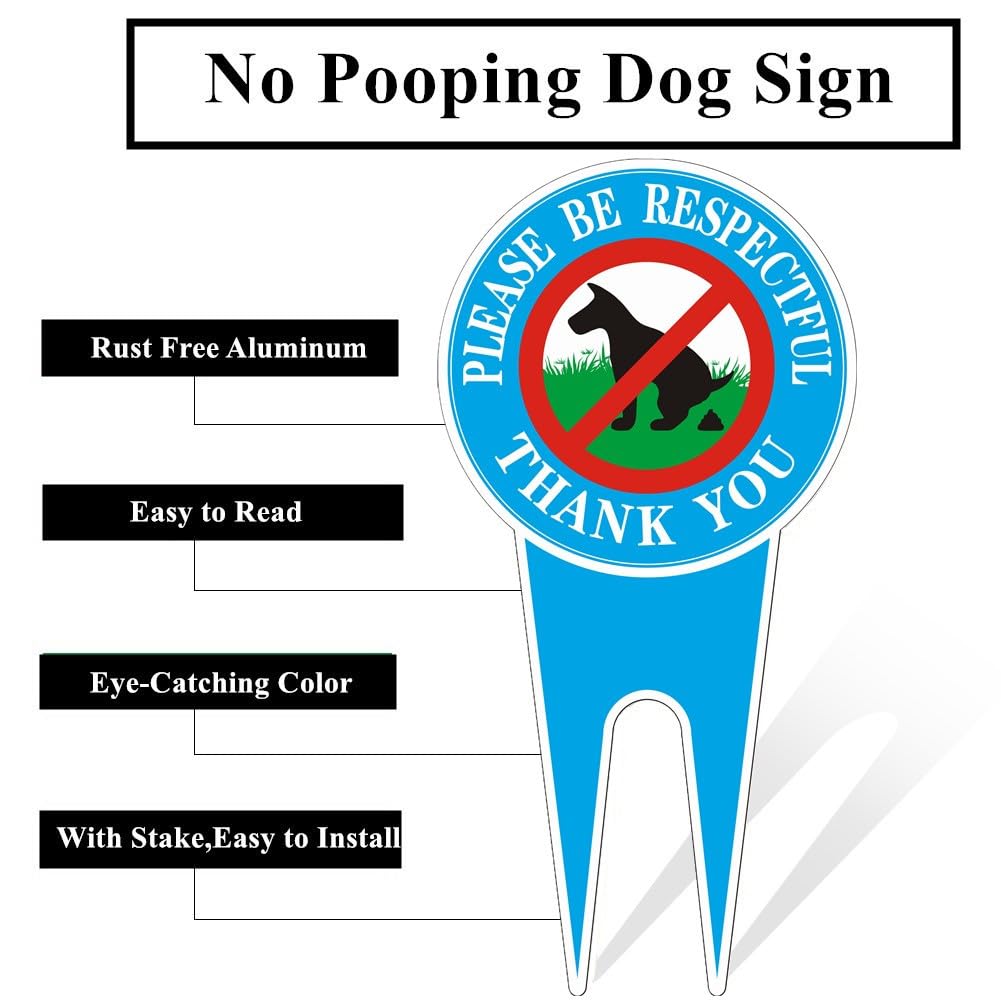 HEIOKEY Hundeschild „No Pooping“ – 2 Stück, 30,5x15,2 Cm, Doppelseitig, Aus Aluminium, Mit Erdspieß