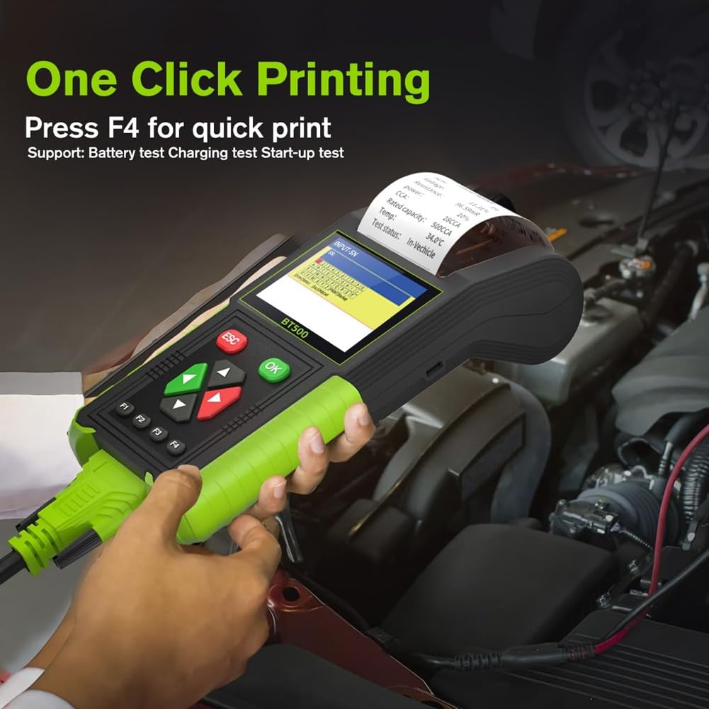 Tester di Batteria Automobilistica con Stampante, Tester di Carico per Batterie da 12V 24V, Tester di capacità della Batteria, Test di Perdite del Relè.
