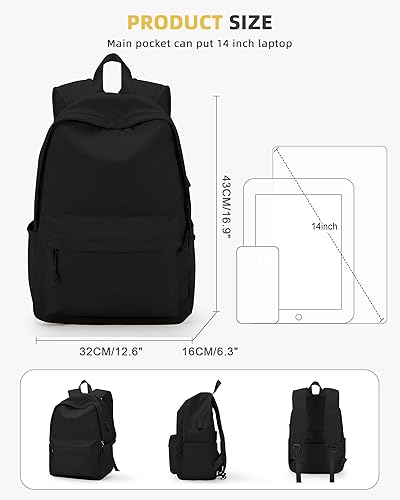 Miniatura 4 de BOXSAM Mochila escolar, G2-negro, Mochila Causal