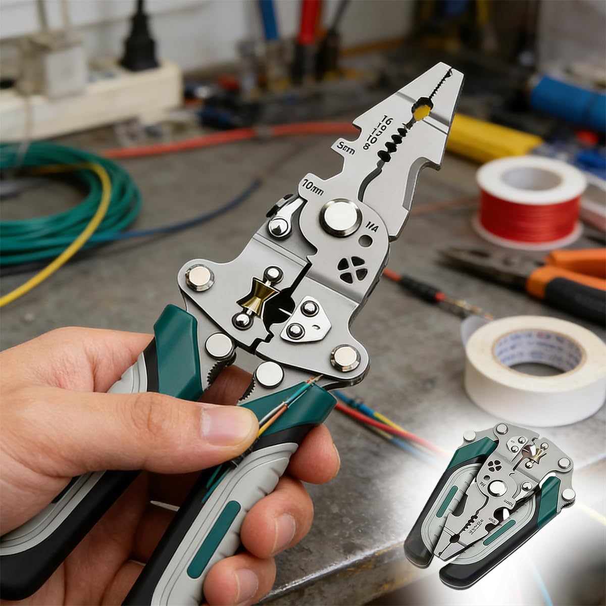 12 in 1 Foldable Multi-Tool for Electricians: Wire Stripper, Crimper, Cable Cutter & Pliers | All-in-One Professional Electrical Tool