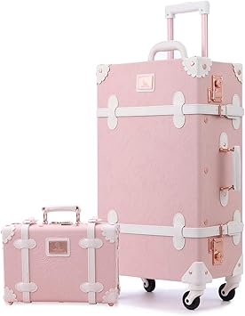 pink and black luggage