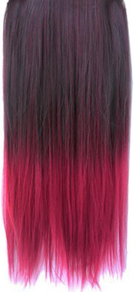 Ushoppingcart 2014 Fashion Style Newfangled Fashionable Multicolor Gradually Varied One Piece Straight Synthetic Clip-on Hair Extension 60cm Length,Multiple Choice for Dreamlike Girls (Black to Wine Red)