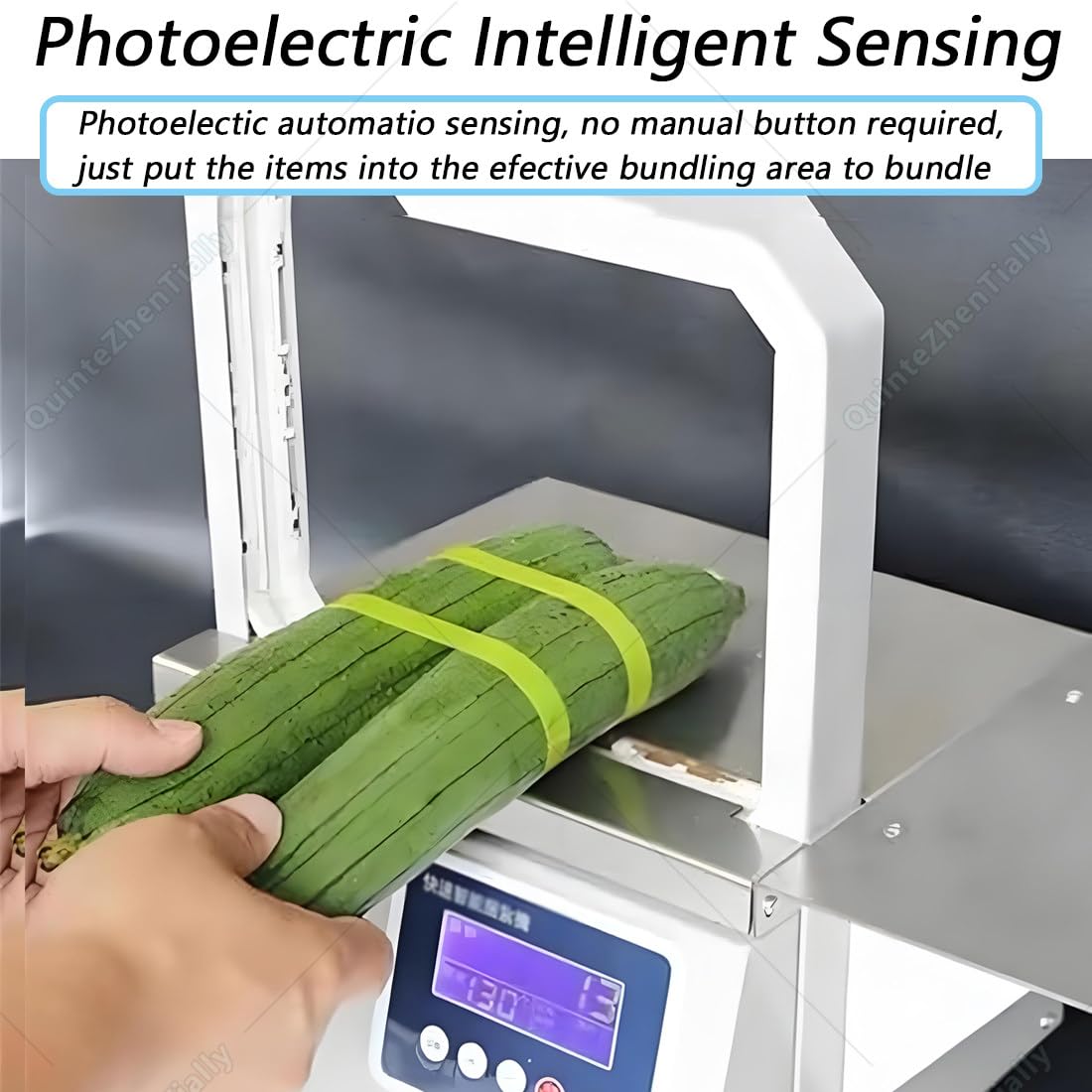 Reggiatrice Induzione Confezionamento Prodotti Freschi,Reggiatrice Automatica Verdure Induzione Fotoelettrica,Impacchettamento Rapido per Imballaggio Efficiente Prodotti