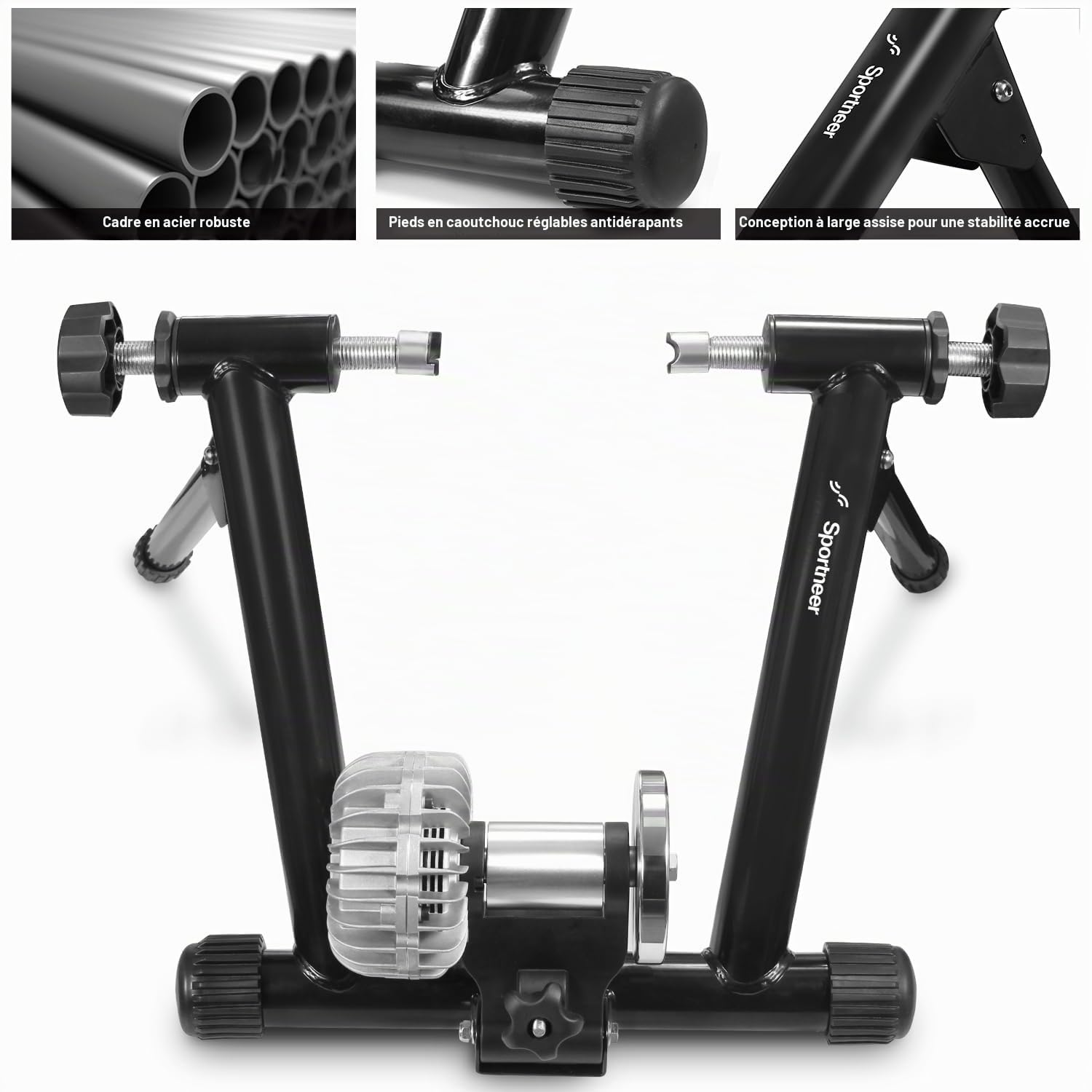 Sportneer Rollentrainer Fahrrad Fluid Bike Trainer Ständer, Indoor Fahrrad Training Stand Schwarz