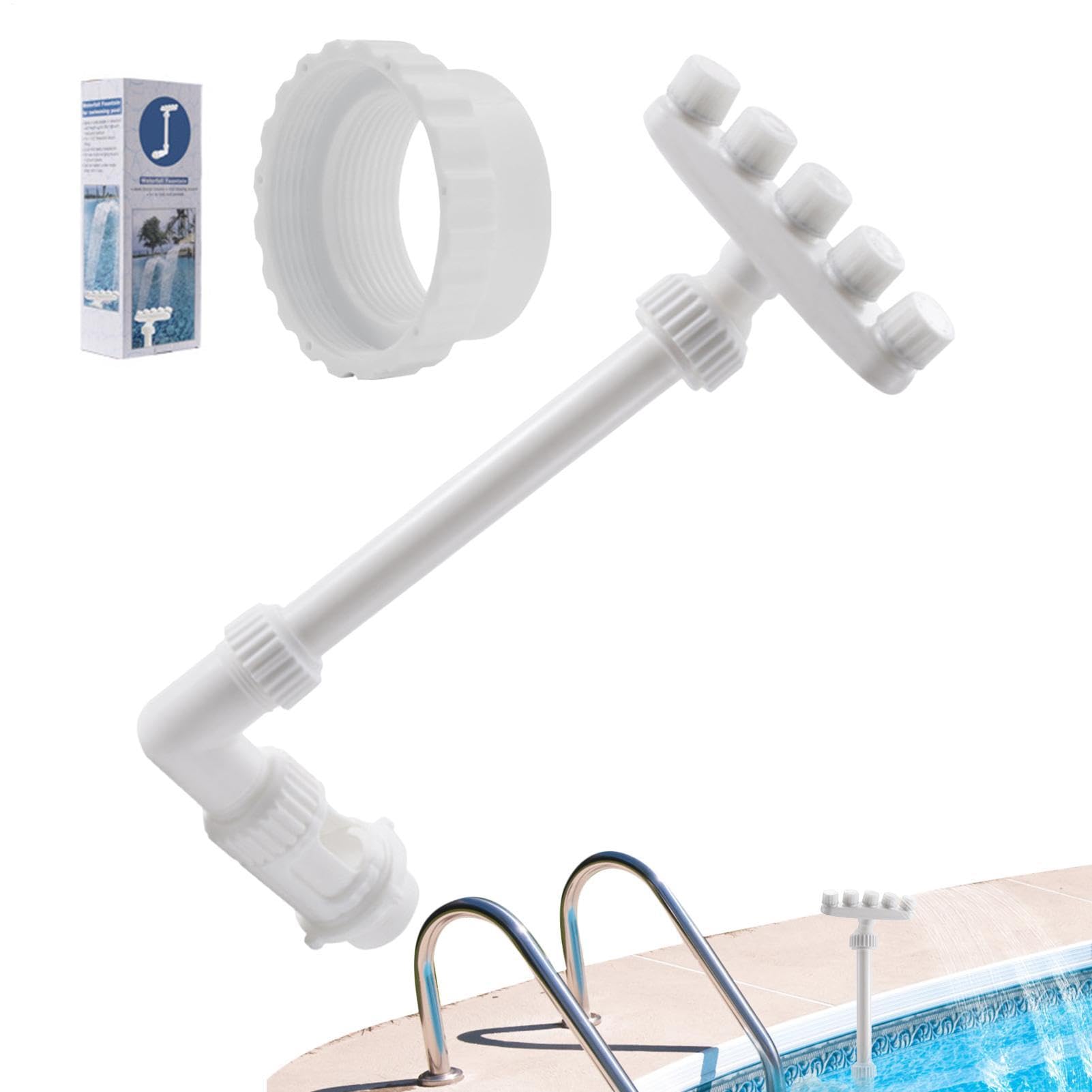Fuente de piscina con 5 cabezas, pulverizador ajustable en cascada