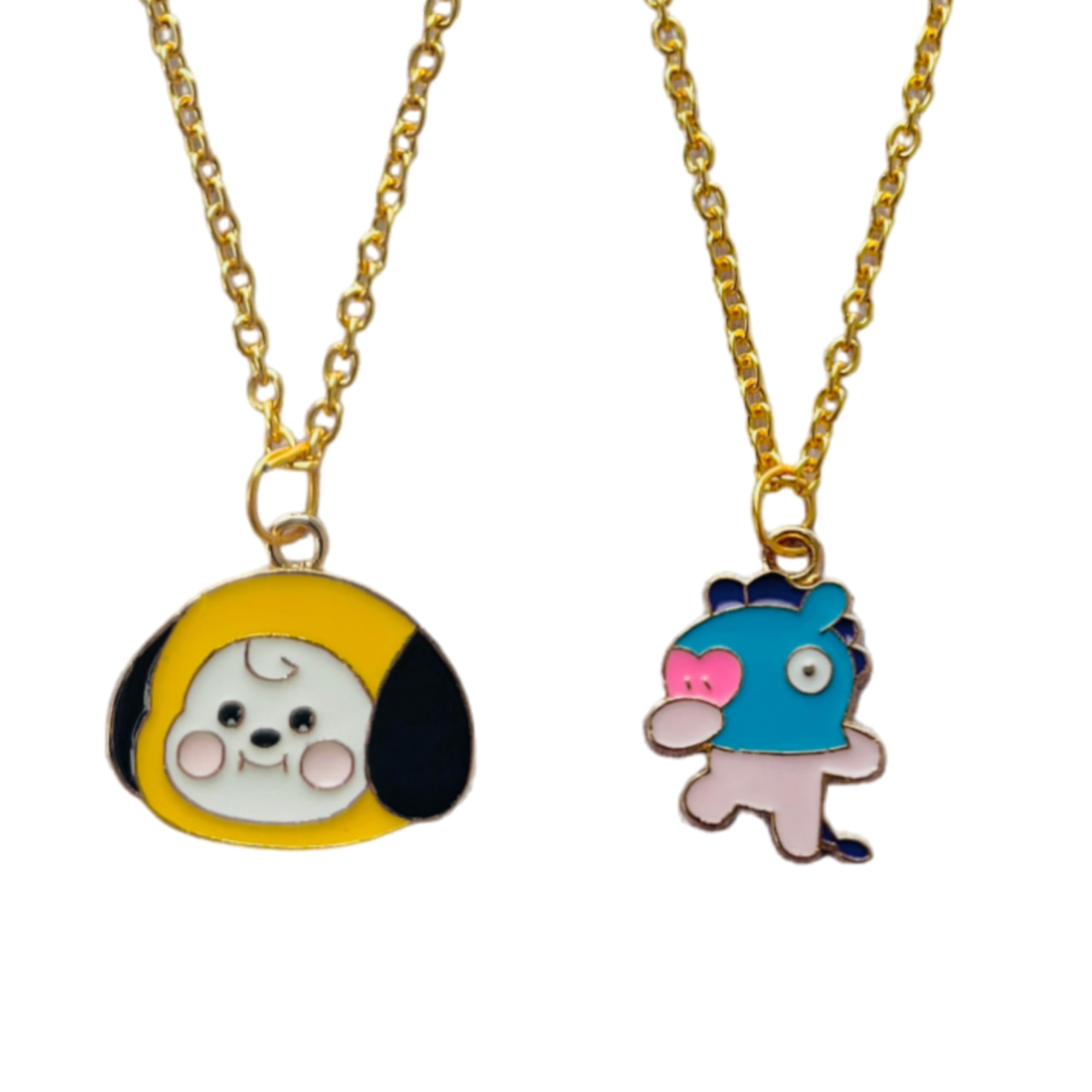 Pack Of 2 BTS BT21 Charcter Charm Cute Korean Pendant Necklace Combo For Women And Girls| K-pop | BTS Merchant Accessories | Korean BTS Merchant Necklace| BTS Army (Chimmy,Mang) (B0D9FDV41G) Amazon Price History, Amazon Price Tracker