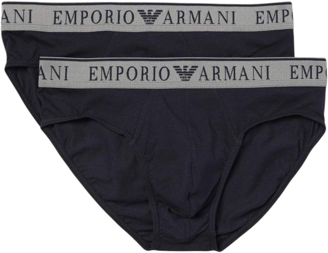 Emporio Armani Men's Endurance 2 Pack Brief, Marine/Marine, Medium