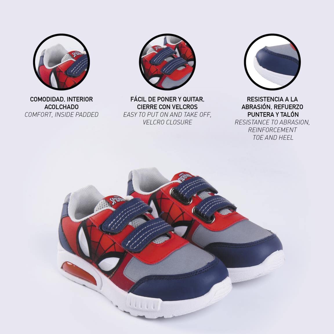 CERDÁ LIFE'S LITTLE MOMENTS Zapatillas Niños Luces de Spiderman con Velcro para Facilitar Su Independencia Y Comodidad ZapatillasNiños