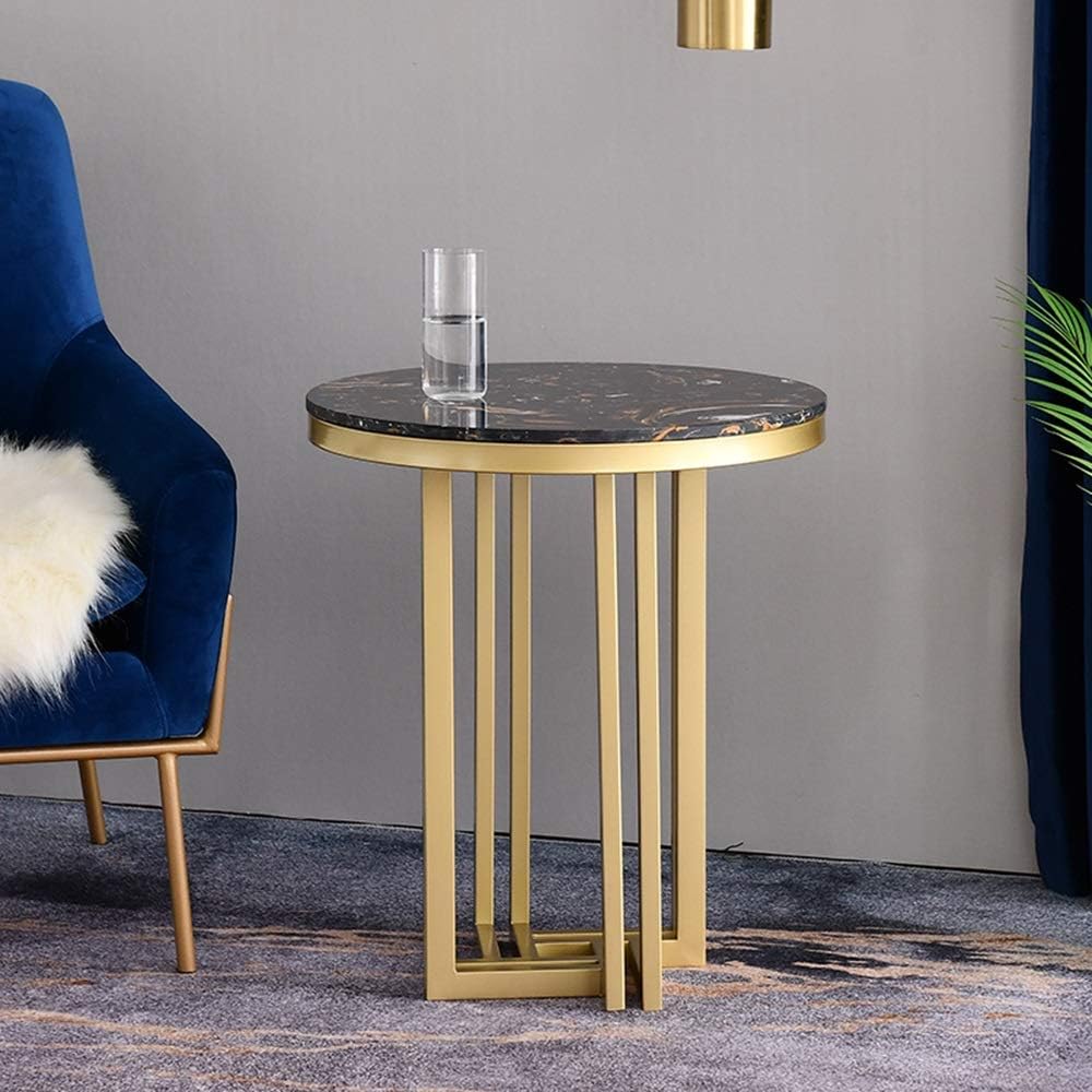 Telephone Table, Marble Sofa Side Table Nordic Luxury Round Coffee Table Telephone Table Bedroom Bedside Table Leisure Table 5062CM,Gold