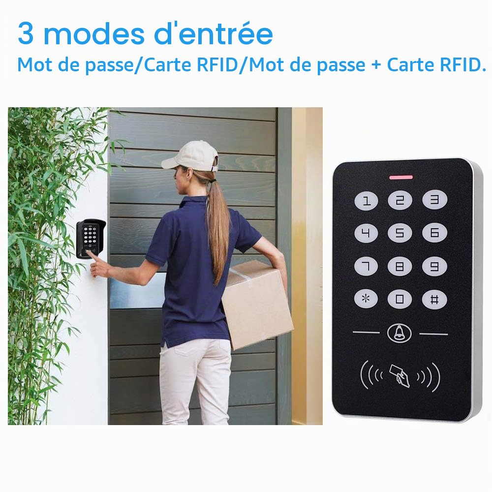 HERNAS Kit de système de contrôle d'accès RFID 125KHz avec Serrure magnétique électrique 180KG et Alimentation Professionnelle, pour Serrure de Porte sûre à la Maison