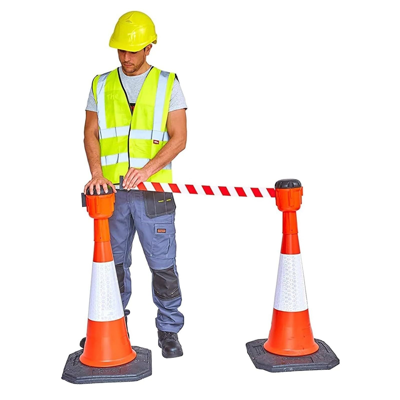 Poste, Divisor línea, Cinta Cono retráctil Barrera Cola, Barrera cinturón retráctil, remate cinturón Seguridad retráctil Conos tráfico