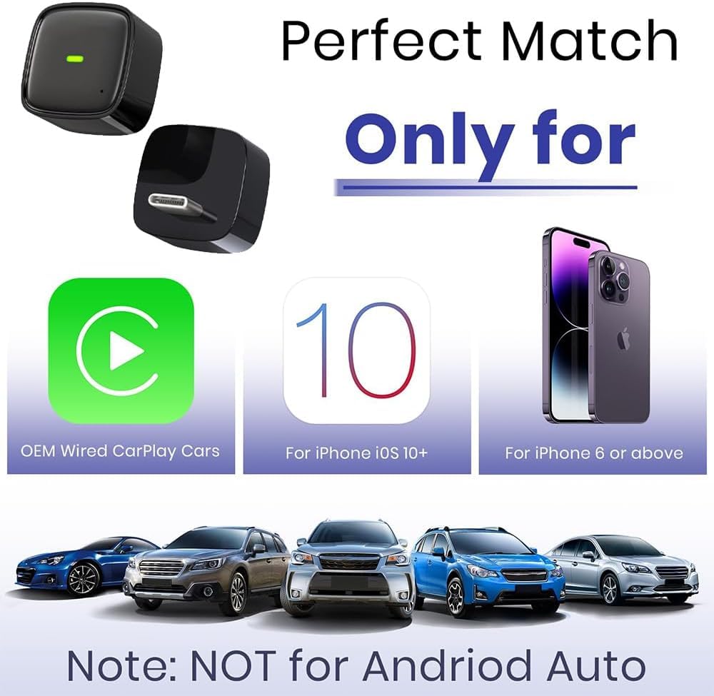 Mini bezprzewodowy adapter CarPlay do MINI Hardtop 4-drzwiowy 2019-2024, automatyczny adapter w pojeździe, przewodowy CarPlay do bezprzewodowego adaptera Apple Carplay, A