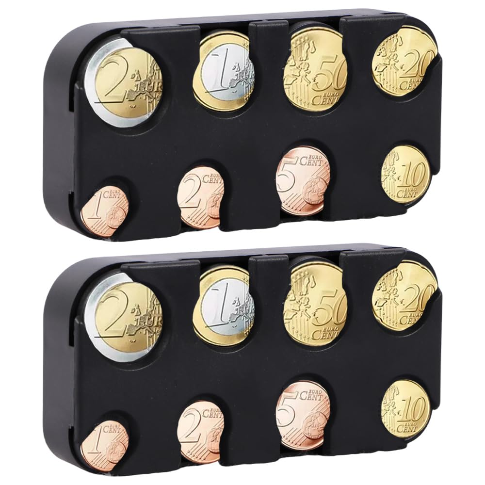 soporXw Münzen Aufbewahrung, 2 Stück-Set Kleingeld Aufbewahrung, Münzbox, Euro Münzhalter Münzsortierer Münzsammler Münzspender Münzbox für Auto,Taxi, 