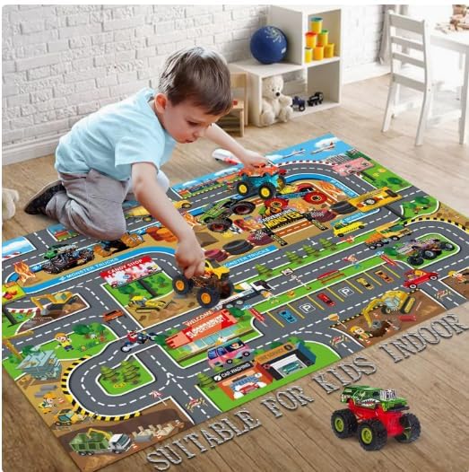 YUPDFGB Tapis de Jeu pour Voiture, Antidérapants Tapis de Route Tapiss de Rue Tapiss de Jeu 3D pour Enfants, Excellent pour Jouer avec des Jouets de Voiture...