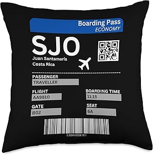 Boarding Ticket Costa Rica Airport Vacation Costa Rica Throw Pillow
