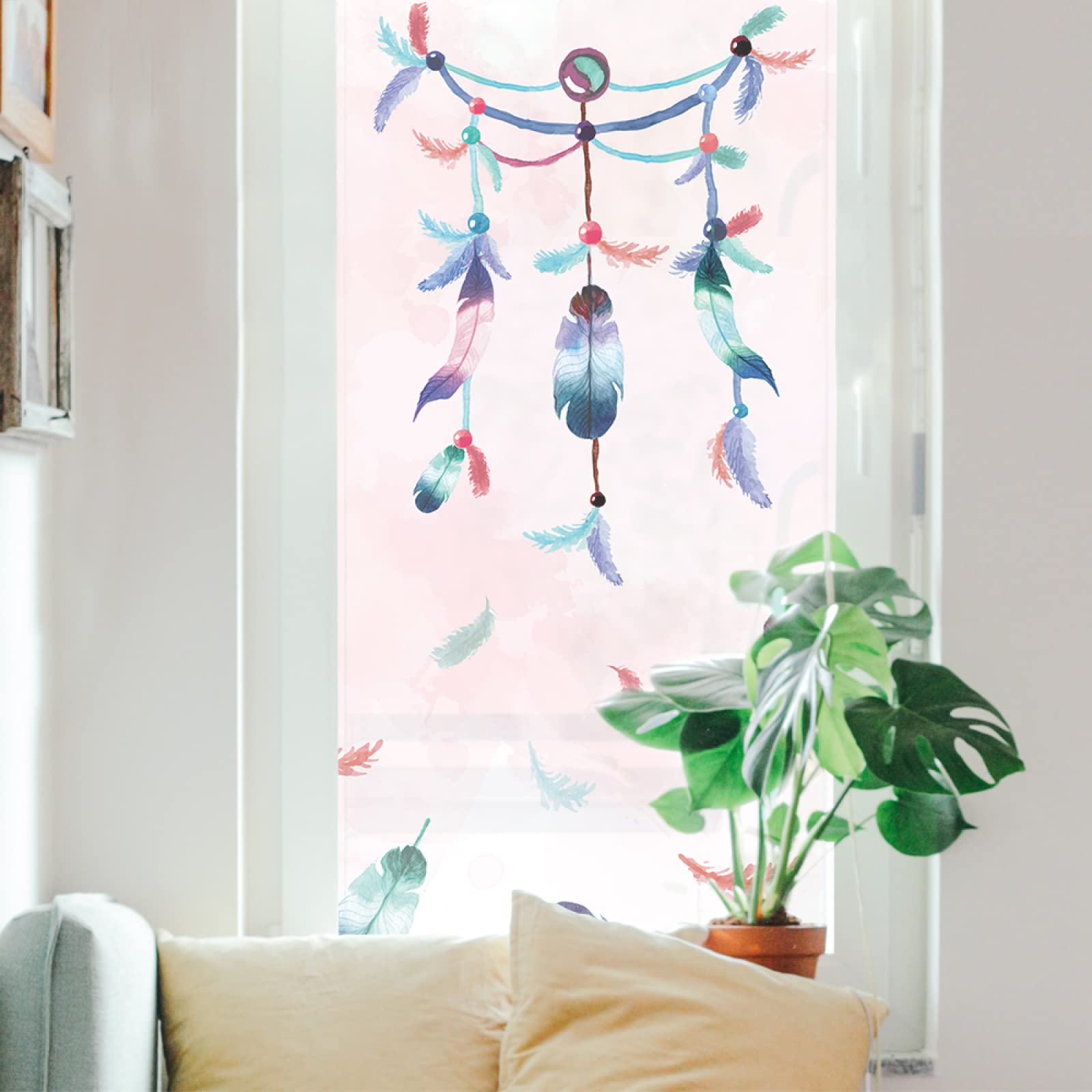 Pellicola per vetri oscurante,Pellicola privacy finestre,anti-peeping,Autoadesive,Anti-UV,piuma ,Ideale per Ufficio Camera da Letto Sala(60cmx200cm)