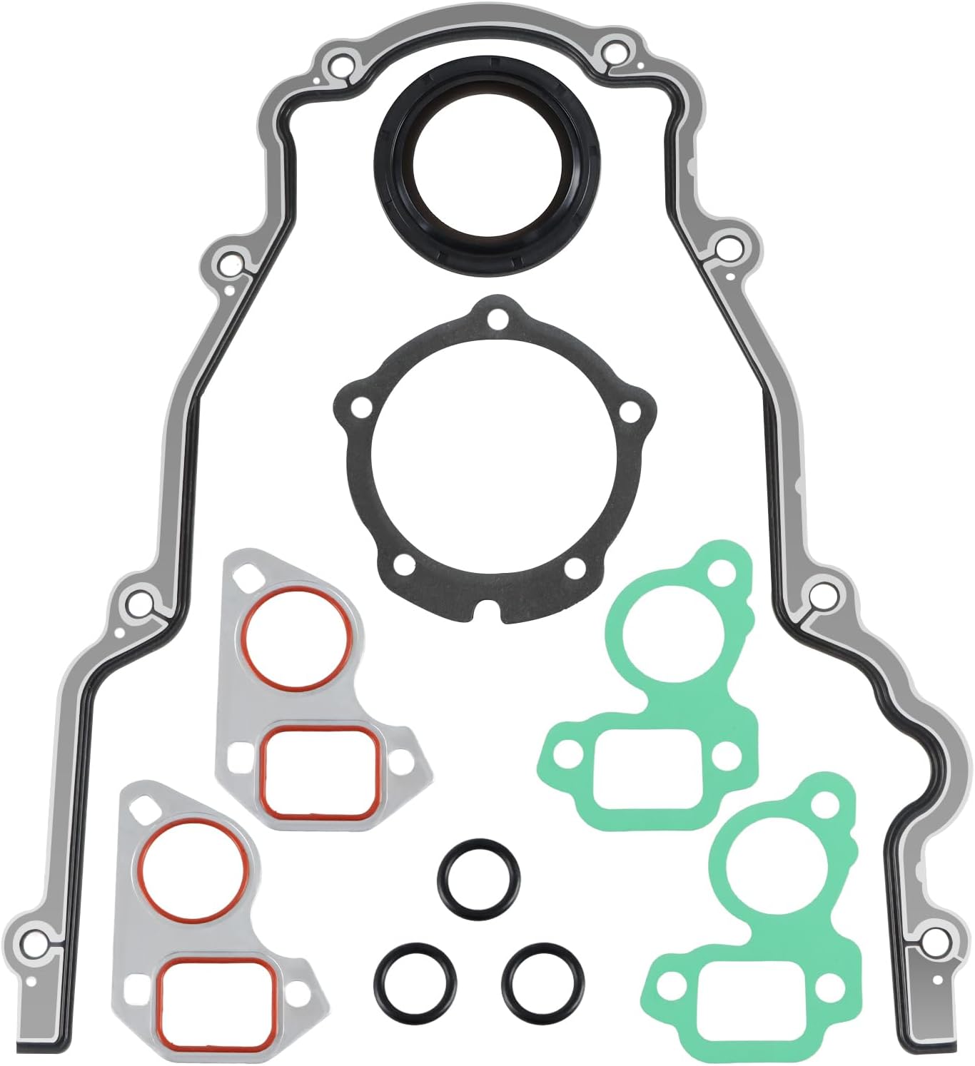 Engine Timing Cover Gasket Kit Compatible with Chevy Silverado, Tahoe, GMC Sierra, Suburban, Yukon, Savana, Cadillac Escalade with GM LS LS1 LS2 LS3 4.8L 5.3L 5.7L 6.0L 6.2L engines，Replace#: 12633904
